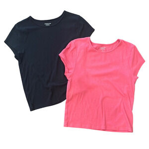 American Eagle basic tees, hot pink and black, large fits like small/medium